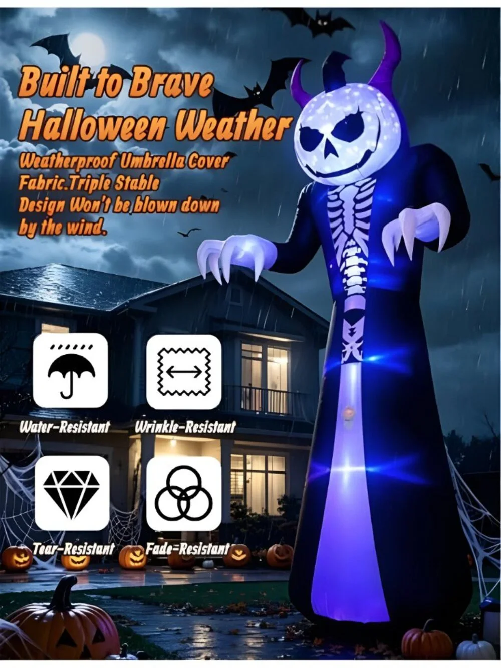10FT Grim Reaper Halloween Inflatable, Motion-Activated Scream
